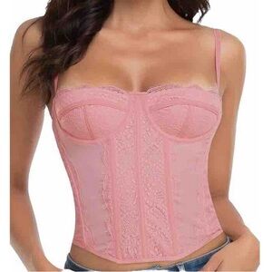 Bailydel Womens small Pink Corset Lingerie
Lace Top